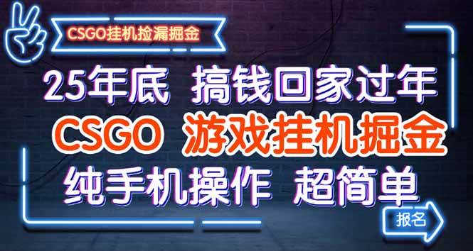 (16343期)25年底搞钱回家过年,CSGO游戏挂机掘金,纯手机操作超简单-K6源码网
