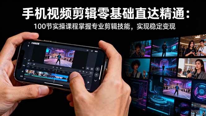 （16466期）手机视频剪辑零基础直达精通：100节实操课程掌握专业剪辑技能，实现稳…-K6源码网