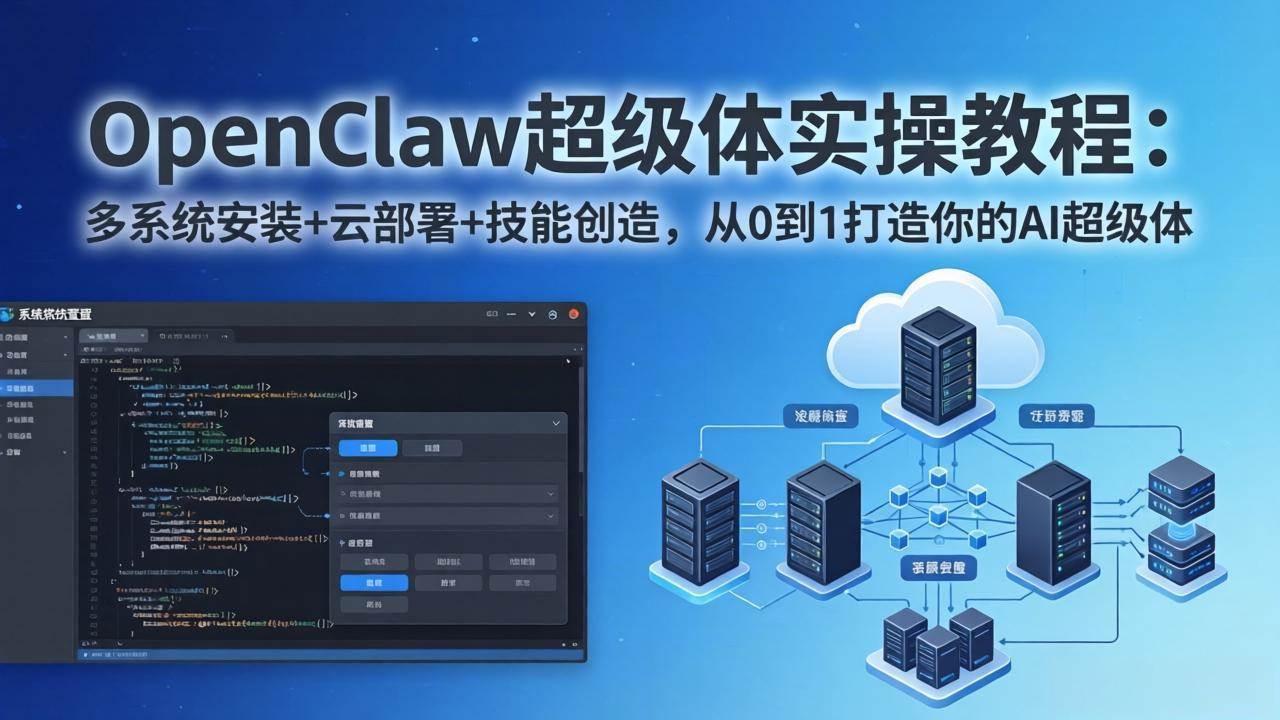 （17603期）OpenClaw-小龙虾 超级体实操教程：多系统安装+云部署+技能创造，从0到1打造你的AI超级体-K6源码网