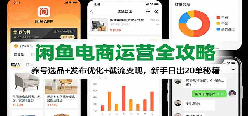 闲鱼电商运营全攻略:养号选品+发布优化+截流变现,新手日出20单秘籍-K6源码网