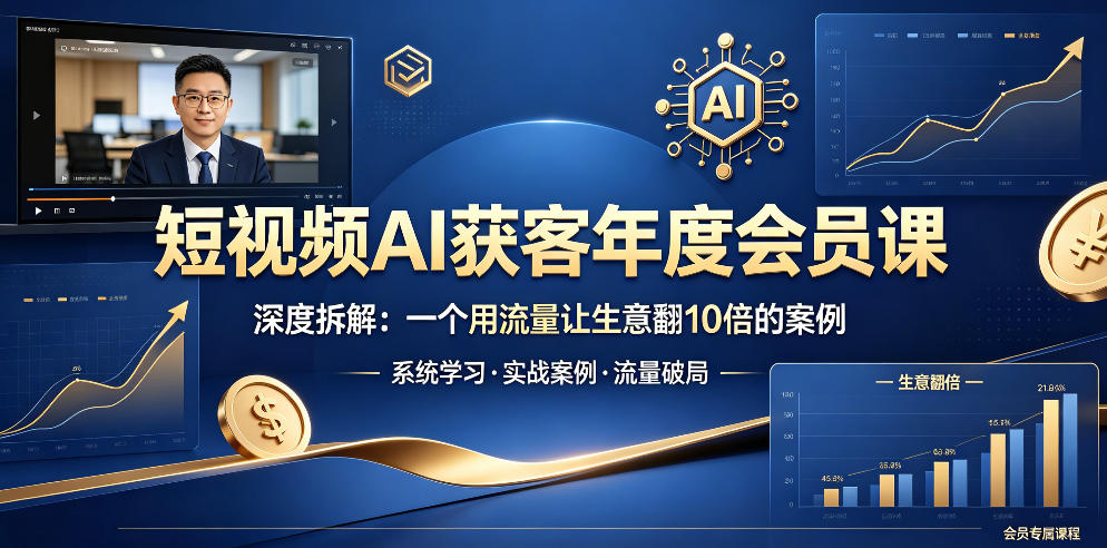 短视频AI获客年度会员课，深度拆解，一个用流量让生意翻10倍的案例-K6源码网