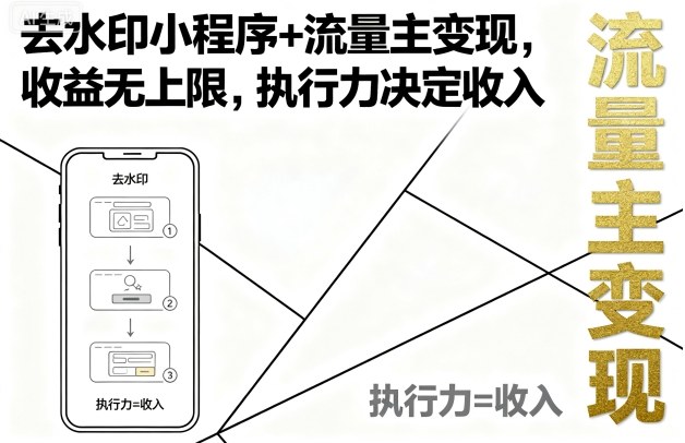 去水印小程序+流量主变现,收益无上限,执行力决定收入-K6源码网