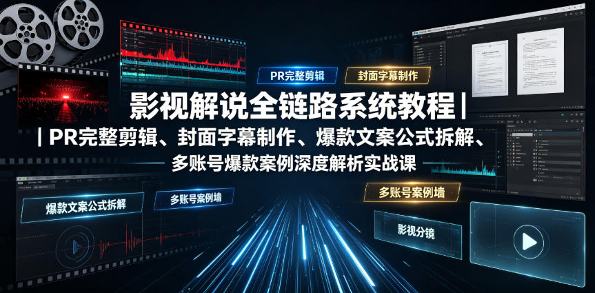 影视解说全链路系统教程｜PR完整剪辑、封面字幕制作、爆款文案公式拆解、多账号爆款案例深度解析实战课-K6源码网