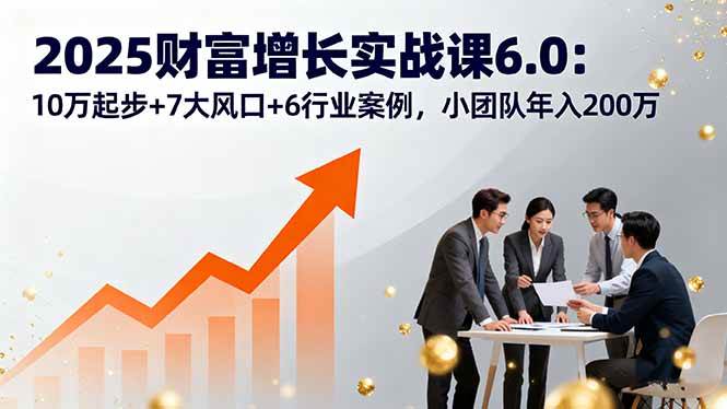(16004期)2025财富增长实战课6.0:10万起步+7大风口+6行业案例,小团队年入200万-K6源码网