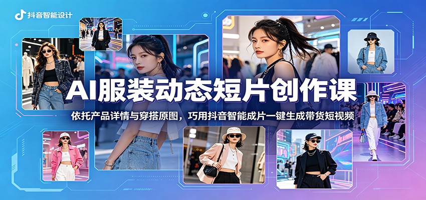 AI服装动态短片创作课：依托产品详情与穿搭原图，巧用抖音智能成片一键生成带货短视频-K6源码网