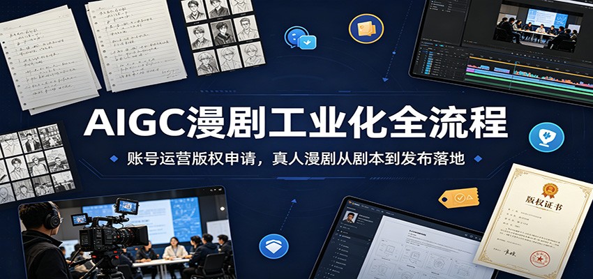 AIGC漫剧工业化全流程：账号运营版权申请，真人漫剧从剧本到发布落地-K6源码网