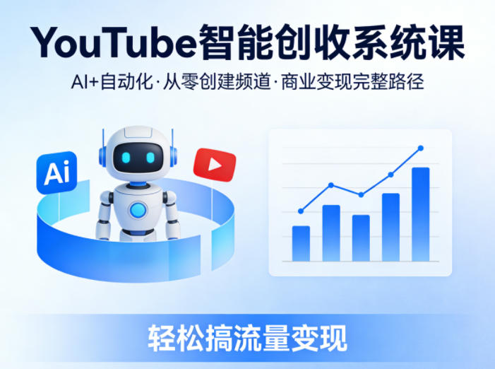 YouTube智能创收系统课，AI+自动化，从零创建YouTube频道并实现商业变现的完整路径，轻松搞流量变现-K6源码网