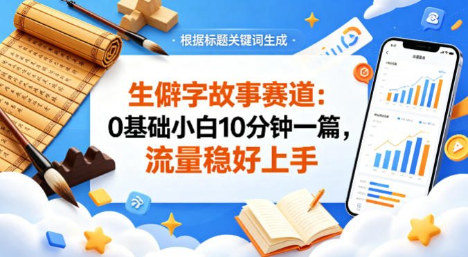 公众号流量主——生僻字故事赛道，流量稳，好上手，0基础小白也能10分钟一篇-K6源码网