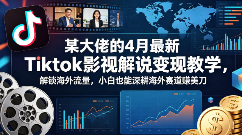 某大佬的4月最新Tiktok影视解说变现教学，解锁海外流量，小白也能深耕海外赛道賺美刀-K6源码网