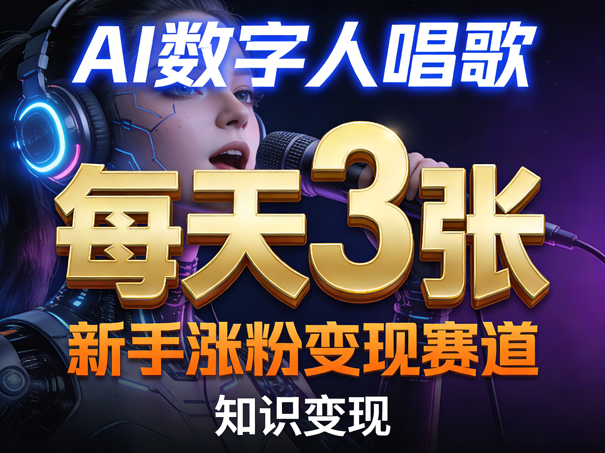 AI数字人唱歌，新手涨粉变现赛道，每天3张和知识付费，副业必备-K6源码网
