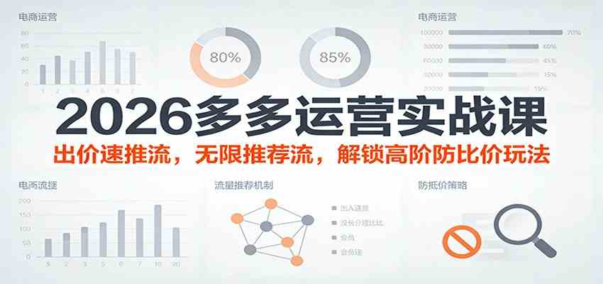 2026多多运营实战课：出价速推流，无限推荐流，解锁高阶防比价玩法（更新）-K6源码网