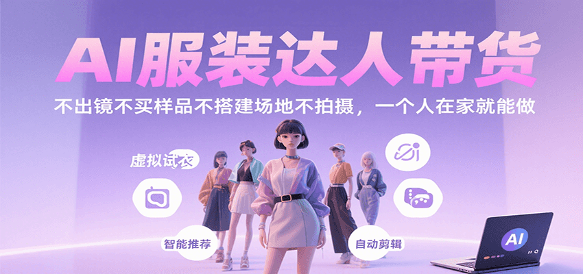AI服装达人带货,不出镜不买样品不搭建场地不拍摄,一个人在家就能做-K6源码网