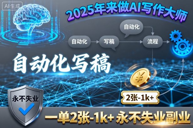 2025年来做AI写作大师，自动化写稿，一单2张-1k+，永不失业副业-K6源码网