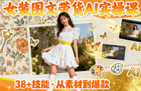 女装图文带货的AI实操课，覆盖38个实用技能，快速提升素材制作效率-K6源码网