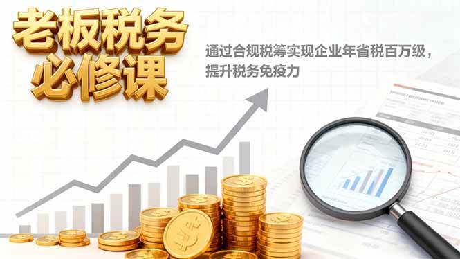 （16426期）老板税务必修课，通过合规税筹实现企业年省税百万级，提升税务免疫力-K6源码网