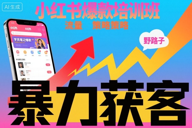 小红书爆款培训班,小红书获客野路子流量打法,暴力持续获客-K6源码网