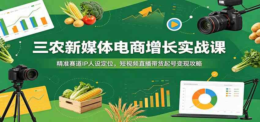 三农新媒体电商增长实战课：精准赛道IP人设定位，短视频直播带货起号变现攻略-K6源码网