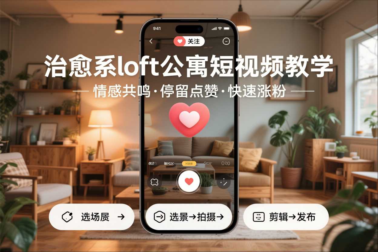 治愈系loft公寓短视频制作教学,情感共鸣引停留点赞关注,快速起号涨粉-K6源码网