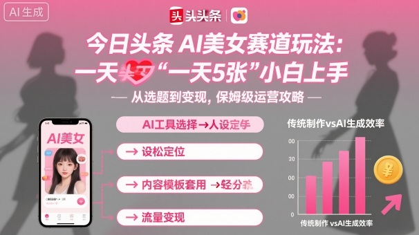 今日头条AI美女赛道玩法,一天轻松5张,小白轻松上手-K6源码网