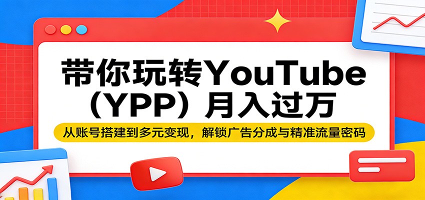带你玩转YouTube（YPP）月入过万：从账号搭建到多元变现，解锁广告分成与精准流量密码-K6源码网