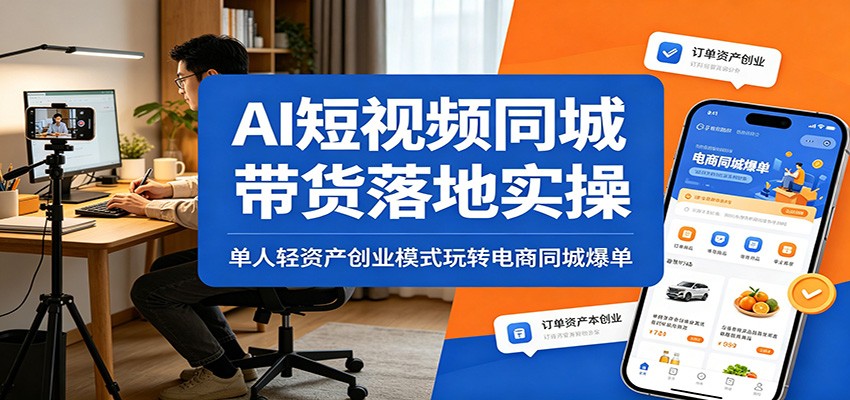 AI短视频同城带货落地实操：单人轻资产创业模式玩转电商同城爆单-K6源码网