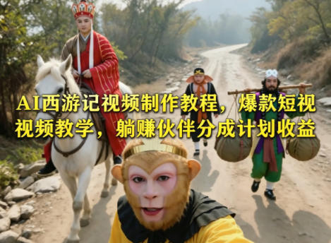 AI西游记视频制作教程，爆款短视频教学，躺賺伙伴分成计划收益-K6源码网