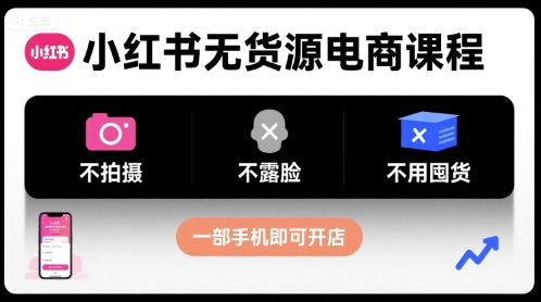 小红书无货源电商课程,不拍摄不露脸不用囤货,一部手机即可开店-K6源码网