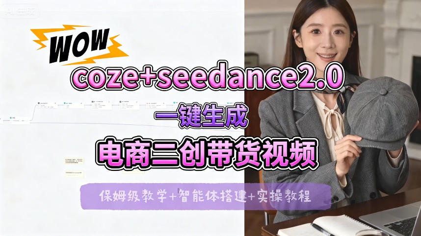 【Coze工作流搭建实操教程】seedance2.0+coze一键生成电商二创带货视频，全流程保姆级教学-K6源码网