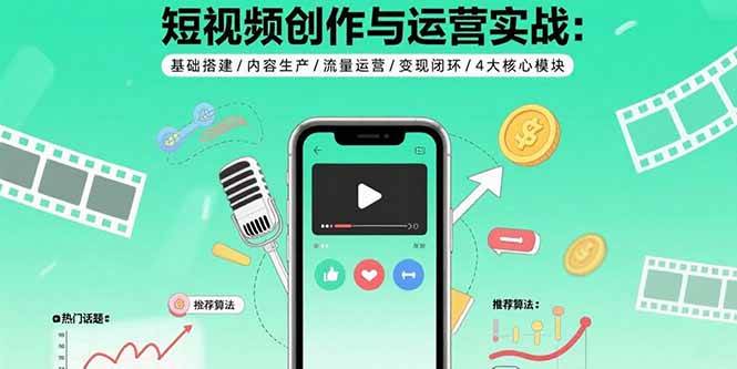 （15819期）短视频创作与运营实战：基础搭建/内容生产/流量运营/变现闭环/4大核心模块-K6源码网