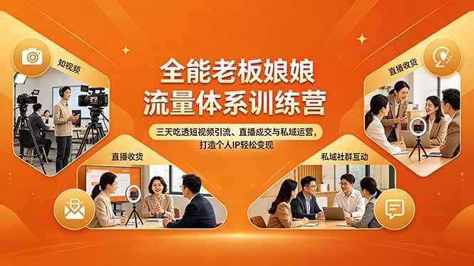 （18187期）全能老板娘流量体系训练营，三天吃透短视频引流、直播成交与私域运营，打造个人IP轻松变现-K6源码网