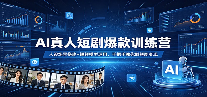 AI真人短剧爆款训练营：人设场景搭建+视频模型运用，手把手教你做短剧变现-K6源码网
