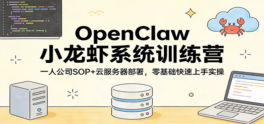 OpenClaw小龙虾系统训练营：一人公司SOP，云服务器部署，零基础快速上手实操-K6源码网