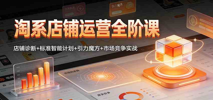 淘系店铺运营全阶课：店铺诊断+标准智能计划+引力魔方+市场竞争实战-K6源码网