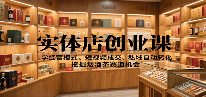 实体店创业课:学经营模式、短视频成交、私域自动转化,挖掘烟酒茶赛道机会-K6源码网