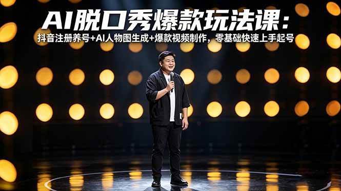 （18012期）AI脱口秀爆款玩法课：抖音注册养号+AI人物图生成+爆款视频制作，零基础快速上手起号-K6源码网