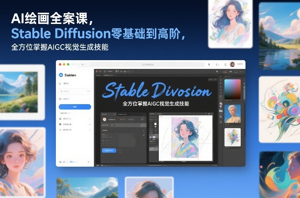 AI绘画全案课，Stable Diffusion零基础到高阶，全方位掌握AIGC视觉生成技能-K6源码网