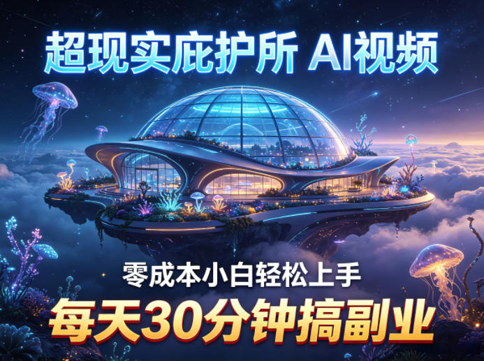 超现实庇护所AI视频项目拆解，零成本小白轻松上手，每天30分钟搞副业-K6源码网