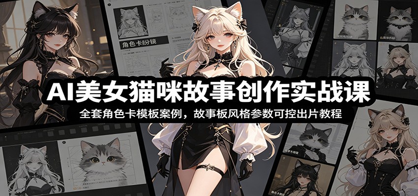 AI美女猫咪故事创作实战课：全套角色卡模板案例，故事板风格参数可控出片教程-K6源码网