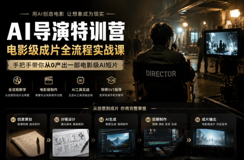 AI导演特训营,电影级成片全流程实战课,手把手带你从0产出一部电影级AI短片-K6源码网