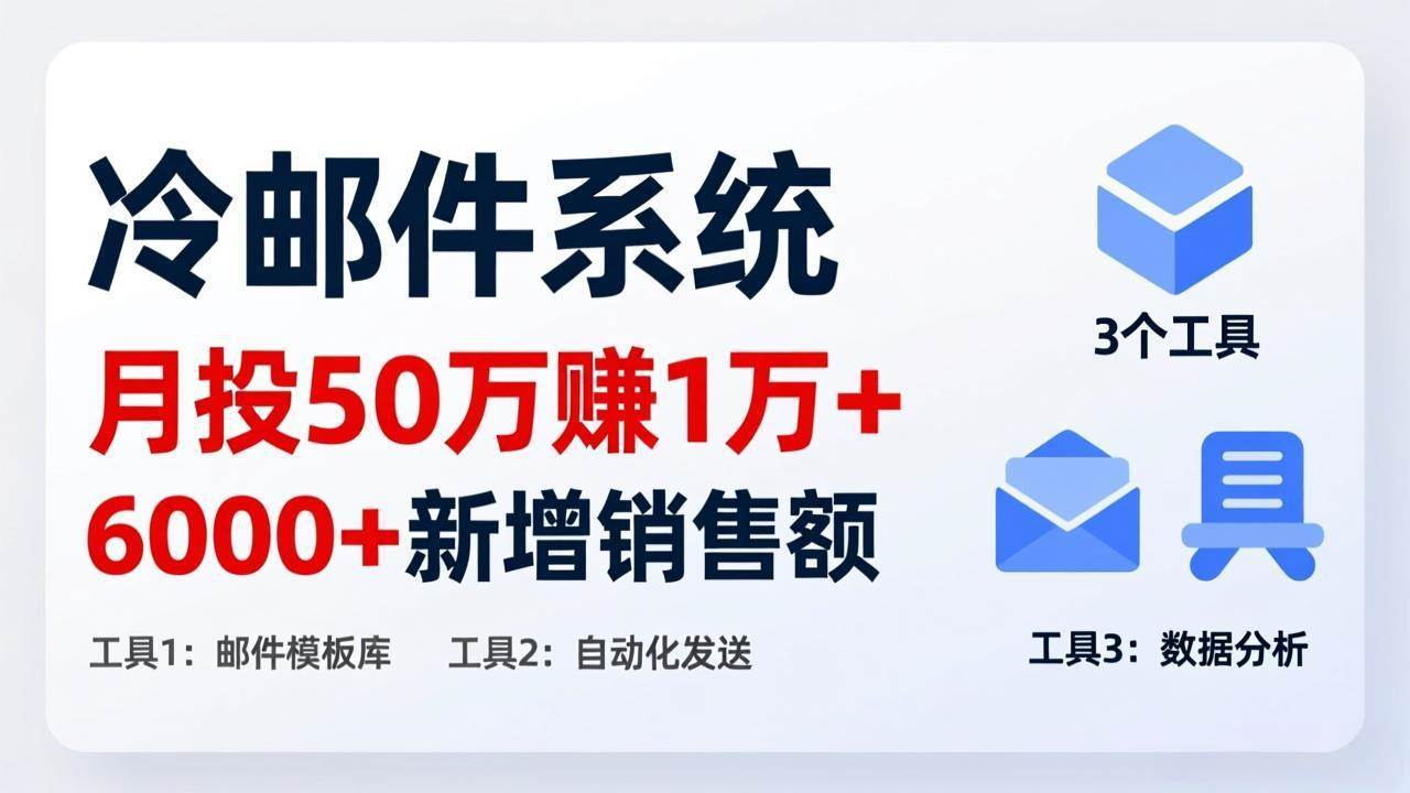 （17469期）月投 50 刀赚 1 万 +！冷邮件系统：6000 + 新增销售额，靠 3 个工具轻松搞-K6源码网