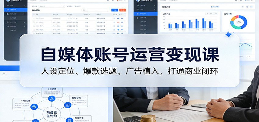 自媒体账号运营变现课：人设定位、爆款选题、广告植入，打通商业闭环-K6源码网