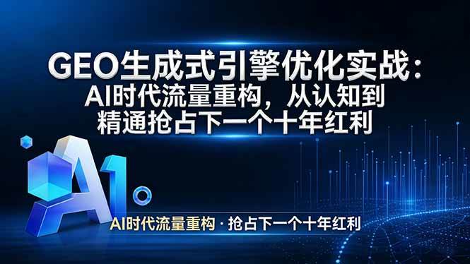 （17708期）GEO 生成式引擎优化实战：AI时代流量重构，从认知到精通抢占下一个十年红利-K6源码网
