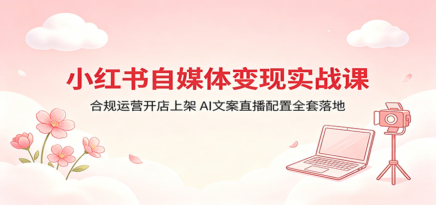 小红书自媒体变现实战课：合规运营开店上架，AI文案直播配置全套落地-K6源码网