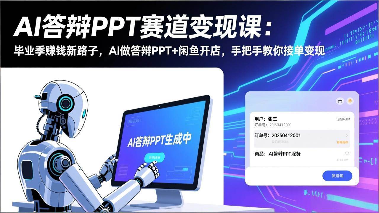 （17546期）AI答辩PPT赛道变现课：毕业季赚钱新路子，AI做答辩PPT+闲鱼开店，手把手教你接单变现-K6源码网