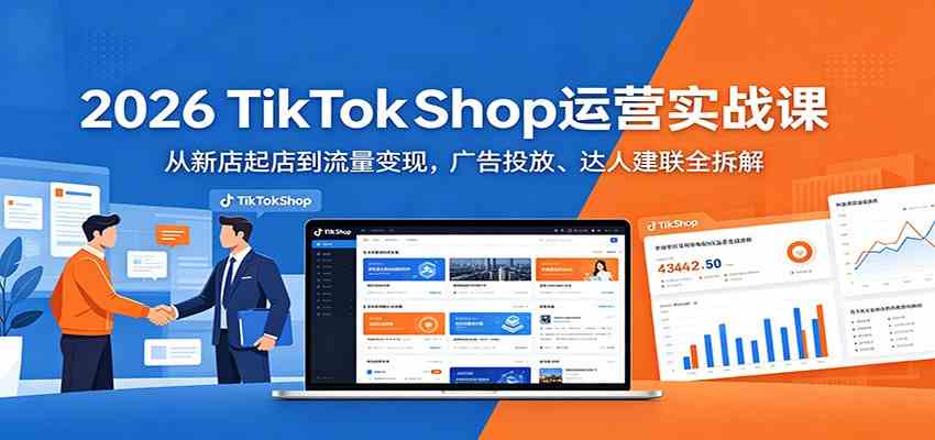 2026 TikTokShop运营实战课：从新店起店到流量变现，广告投放、达人建联全拆解-K6源码网
