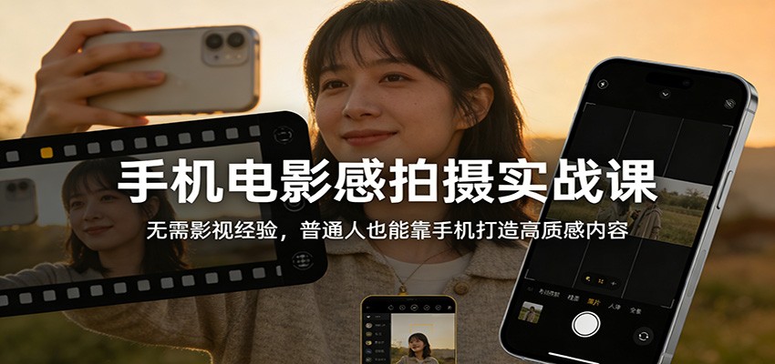 手机电影感拍摄实战课：无需影视经验，普通人也能靠手机打造高质感内容-K6源码网