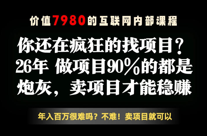 26年请不要疯狂的找项目了,卖项目远比你想象的暴利,你也可以月入10W+【揭秘】-K6源码网
