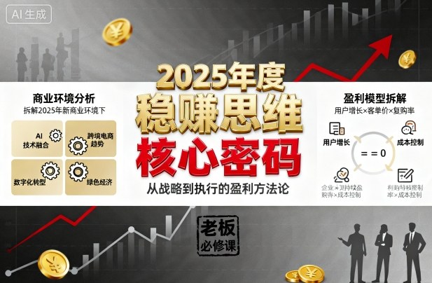 2025年度稳賺思维老板创业营，拆解2025年新商业环境下，企业实现持续盈利的核心密码-K6源码网