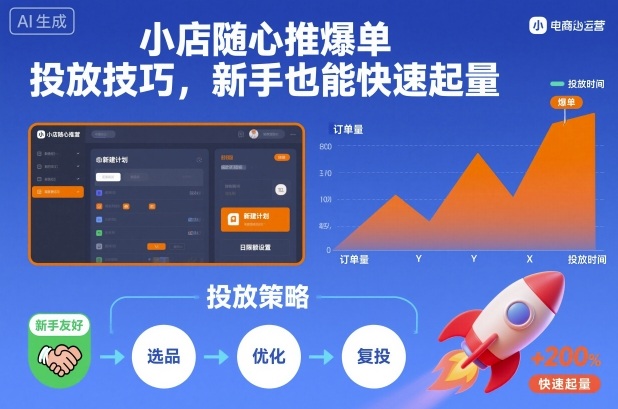 小店随心推爆单投放技巧，新手也能快速起量-K6源码网