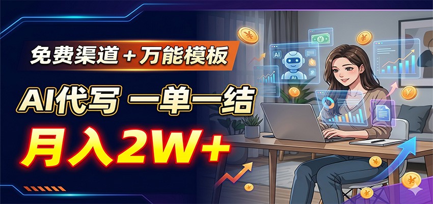免费渠道+万能模板,AI代写一单一结,月入2W+-K6源码网